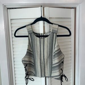 BCBG jacquard top - zipper back, side tie closures - size medium